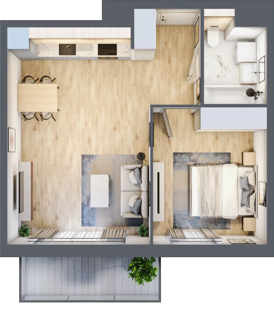 2 pokoje, mieszkanie 44,48 m², piętro 2, oferta nr 2A.12, Akacjowa Wita, Kraków, Prądnik Czerwony, Rakowice, ul. Akacjowa