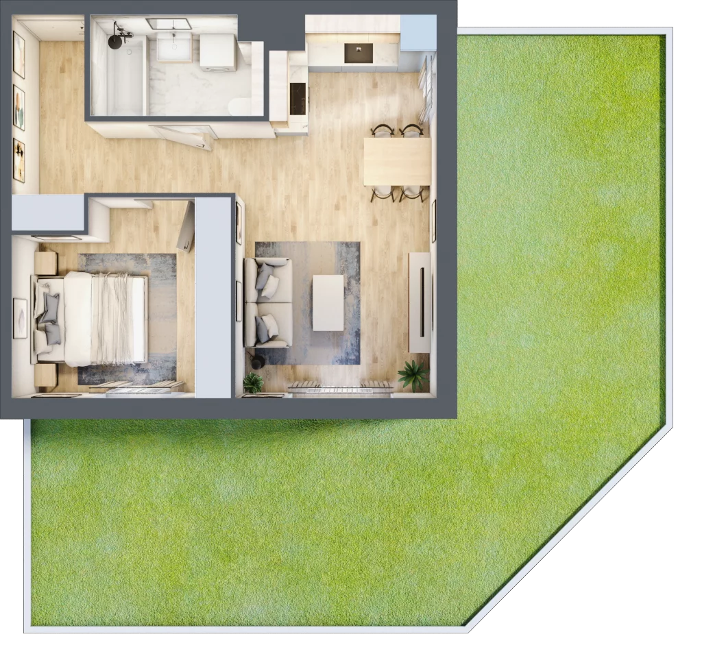 2 pokoje, mieszkanie 45,73 m², parter, oferta nr 2A.01, Akacjowa Wita, Kraków, Prądnik Czerwony, Rakowice, ul. Akacjowa