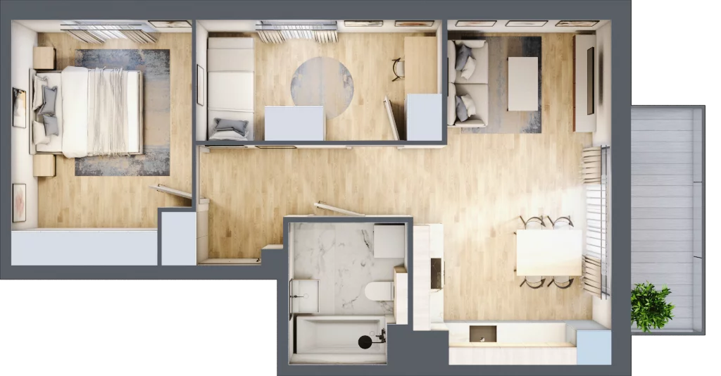 3 pokoje, mieszkanie 52,49 m², piętro 1, oferta nr 2A.05, Akacjowa Wita, Kraków, Prądnik Czerwony, Rakowice, ul. Akacjowa