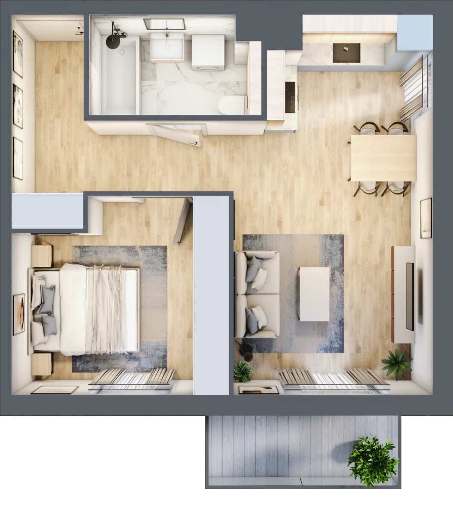 2 pokoje, mieszkanie 45,89 m², piętro 3, oferta nr 2A.16, Akacjowa Wita, Kraków, Prądnik Czerwony, Rakowice, ul. Akacjowa