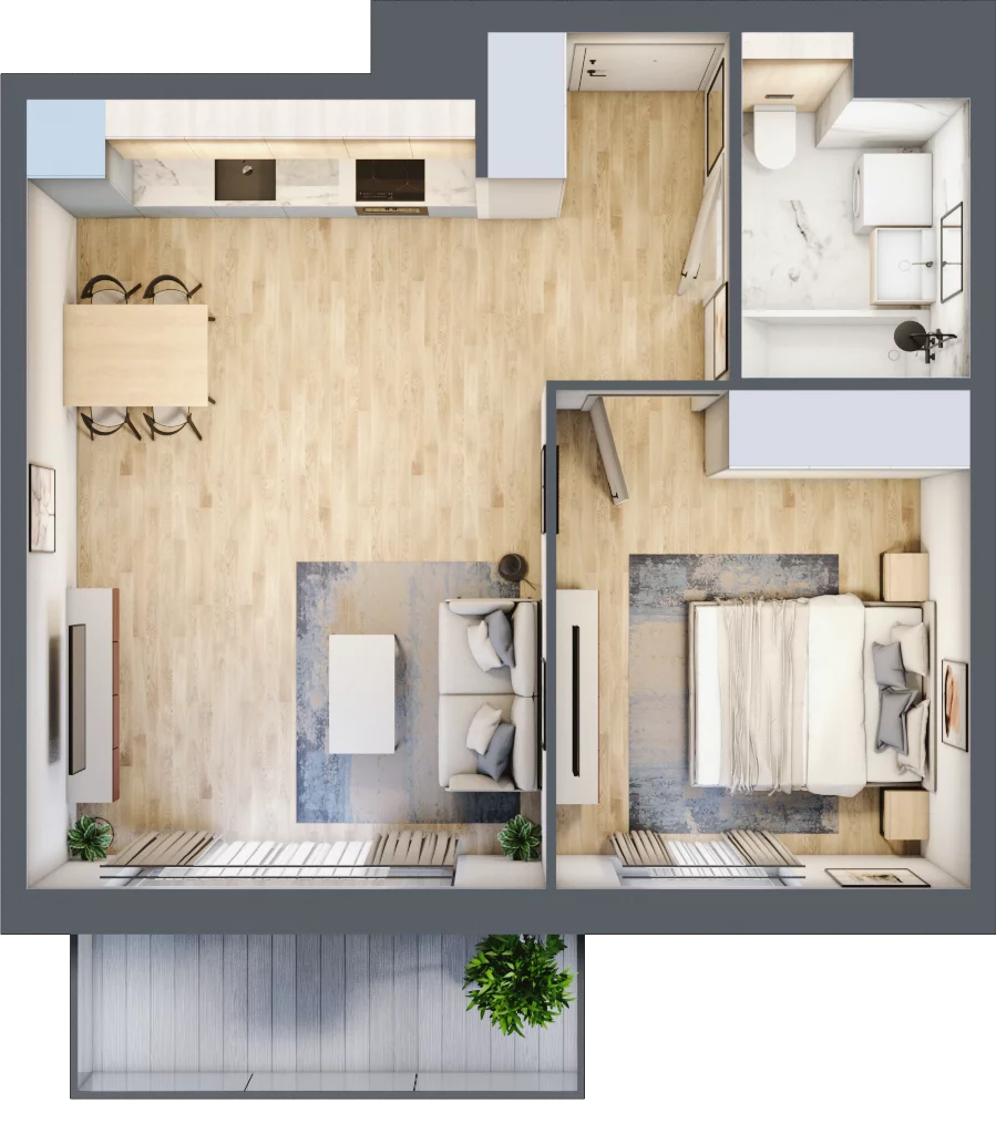 2 pokoje, mieszkanie 44,48 m², piętro 1, oferta nr 2A.07, Akacjowa Wita, Kraków, Prądnik Czerwony, Rakowice, ul. Akacjowa