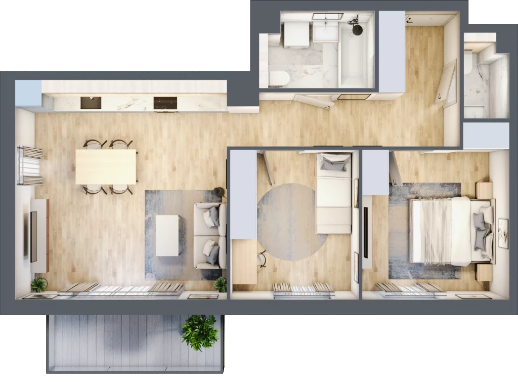 3 pokoje, mieszkanie 62,31 m², piętro 1, oferta nr 2A.08, Akacjowa Wita, Kraków, Prądnik Czerwony, Rakowice, ul. Akacjowa