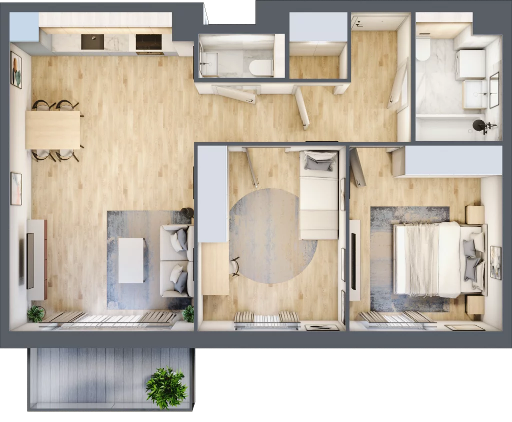 3 pokoje, mieszkanie 63,35 m², piętro 1, oferta nr 2B.07, Akacjowa Wita, Kraków, Prądnik Czerwony, Rakowice, ul. Akacjowa