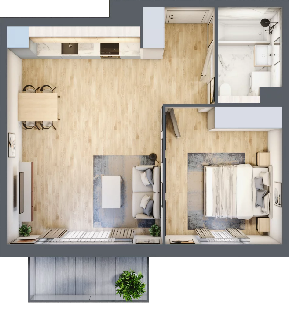 2 pokoje, mieszkanie 47,22 m², piętro 1, oferta nr 2B.06, Akacjowa Wita, Kraków, Prądnik Czerwony, Rakowice, ul. Akacjowa