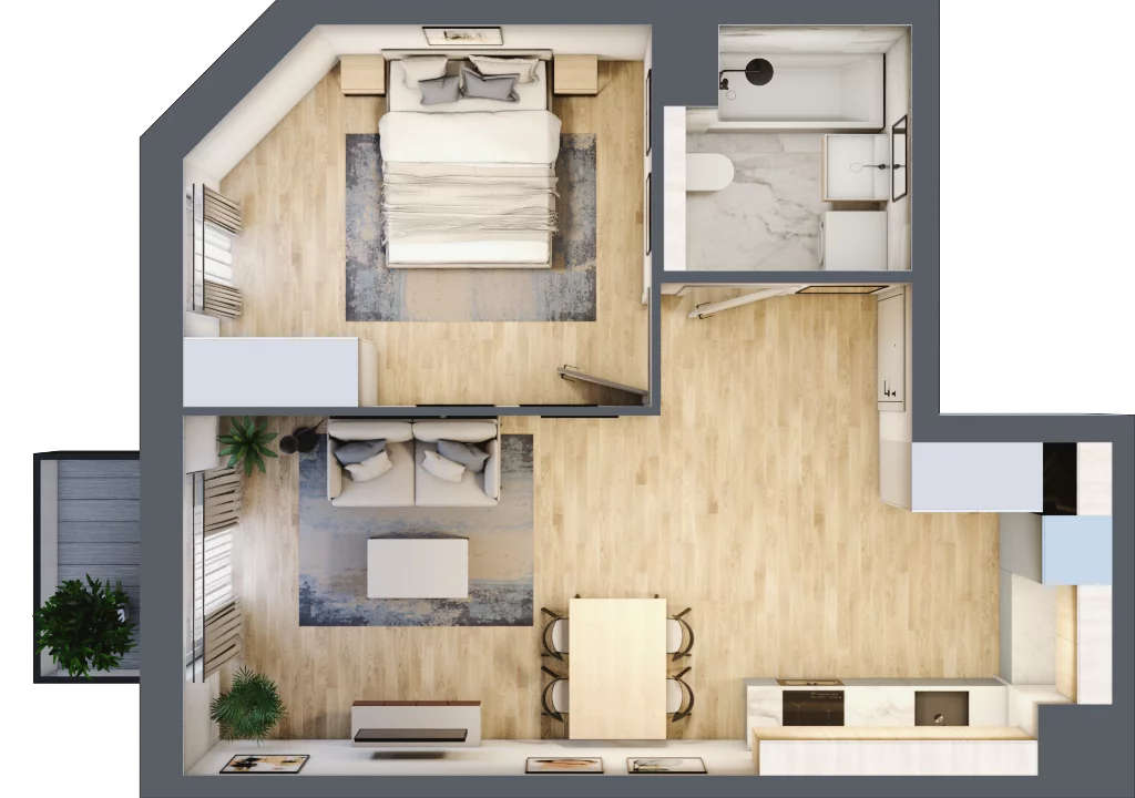 2 pokoje, mieszkanie 43,76 m², piętro 3, oferta nr BII.3.M64, Przewóz 42 ATAL II, Kraków, Podgórze, Płaszów, ul. Przewóz 42