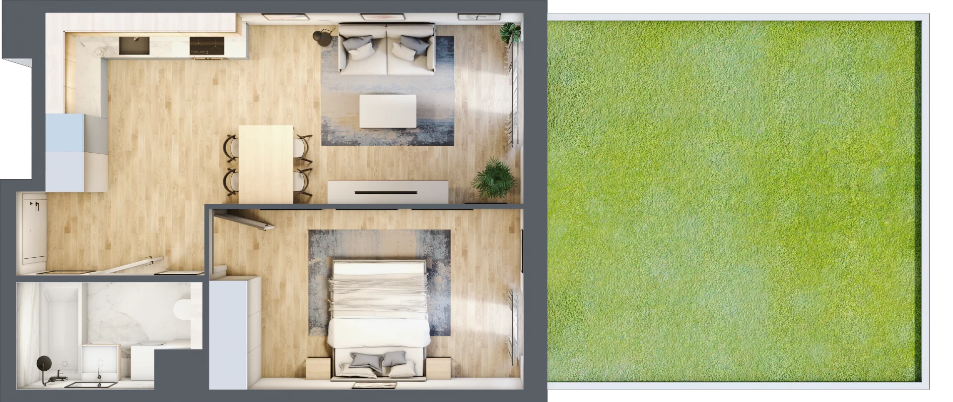 2 pokoje, mieszkanie 44,89 m², parter, oferta nr BIII.0.M80, Przewóz 42 ATAL II, Kraków, Podgórze, Płaszów, ul. Przewóz 42