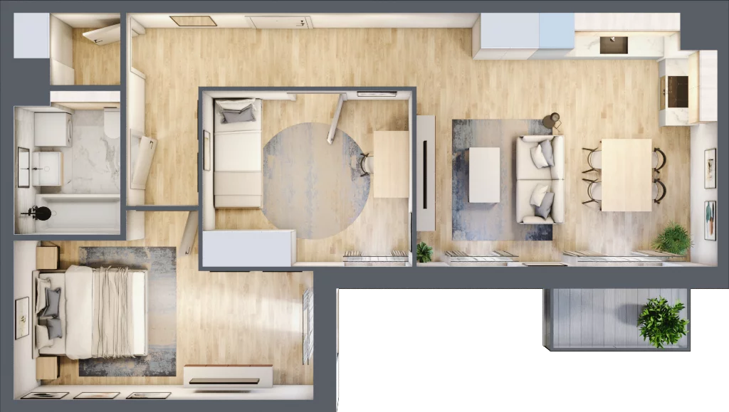 3 pokoje, mieszkanie 60,49 m², piętro 3, oferta nr BI.3.M20, Przewóz 42 ATAL II, Kraków, Podgórze, Płaszów, ul. Przewóz 42