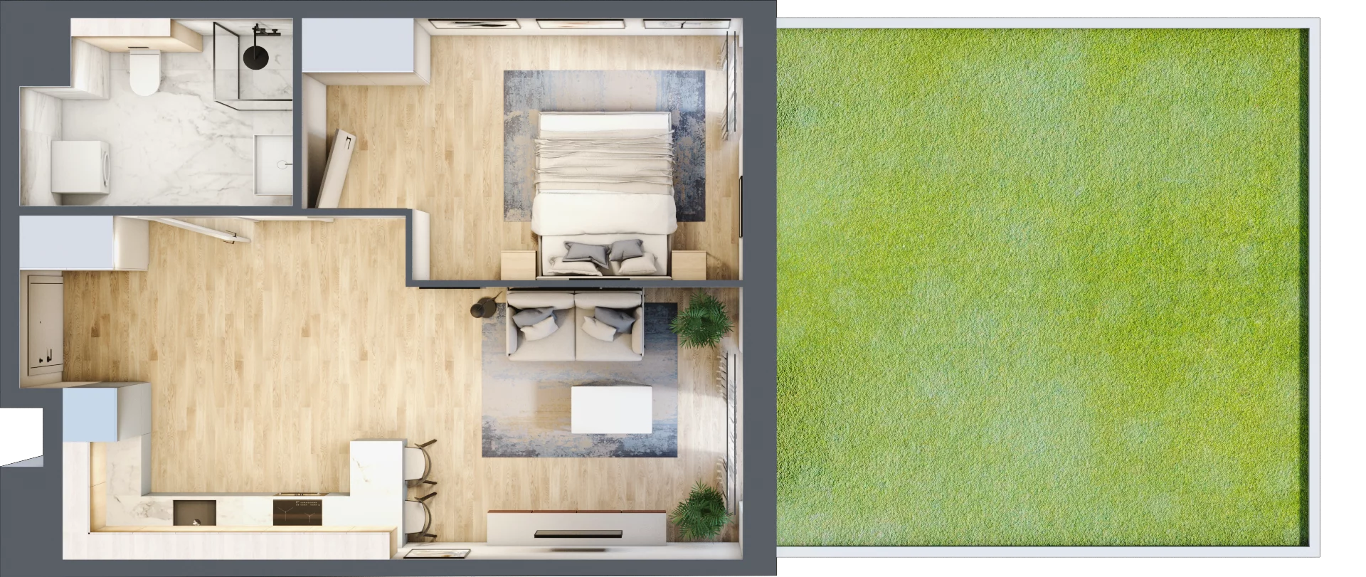 2 pokoje, mieszkanie 45,78 m², parter, oferta nr BIII.0.M81, Przewóz 42 ATAL II, Kraków, Podgórze, Płaszów, ul. Przewóz 42