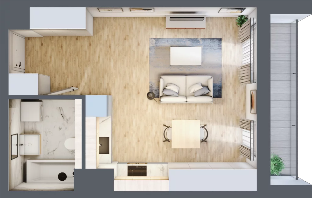 1 pokój, mieszkanie 33,61 m², piętro 2, oferta nr BII.2.M56, Przewóz 42 ATAL II, Kraków, Podgórze, Płaszów, ul. Przewóz 42