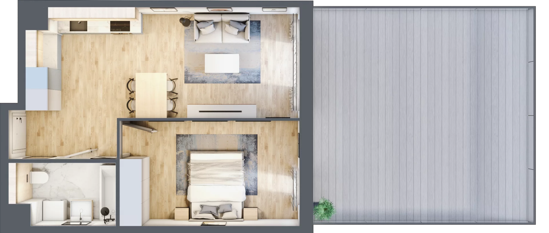 2 pokoje, mieszkanie 45,23 m², parter, oferta nr BII.0.M41, Przewóz 42 ATAL II, Kraków, Podgórze, Płaszów, ul. Przewóz 42