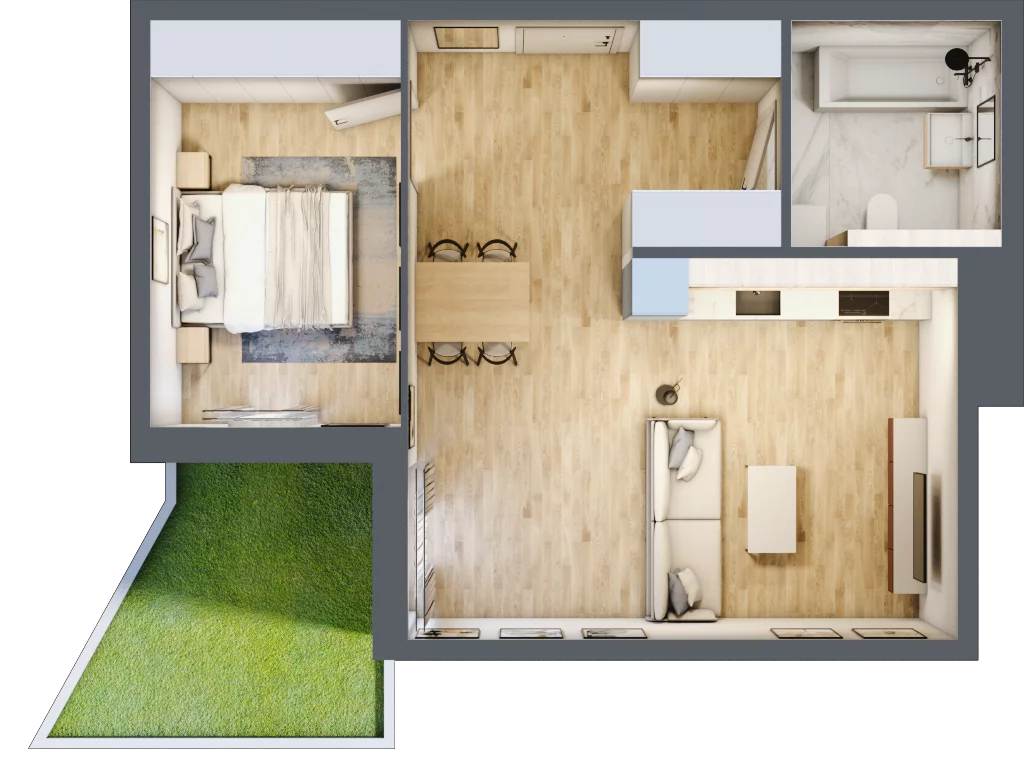 2 pokoje, mieszkanie 50,22 m², parter, oferta nr BII.0.M44, Przewóz 42 ATAL II, Kraków, Podgórze, Płaszów, ul. Przewóz 42