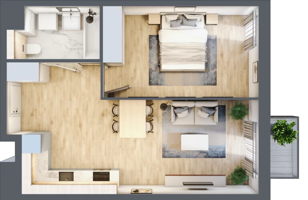 2 pokoje, mieszkanie 45,78 m², piętro 4, oferta nr BIII.4.M113, Przewóz 42 ATAL II, Kraków, Podgórze, Płaszów, ul. Przewóz 42