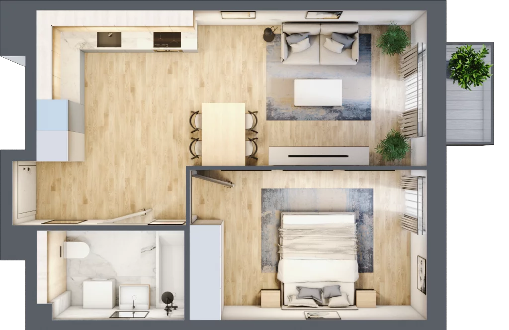 2 pokoje, mieszkanie 44,63 m², piętro 4, oferta nr BIII.4.M114, Przewóz 42 ATAL II, Kraków, Podgórze, Płaszów, ul. Przewóz 42