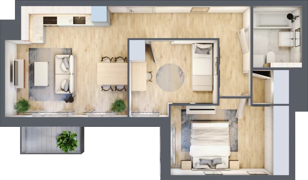 3 pokoje, mieszkanie 56,76 m², piętro 5, oferta nr BII.5.M77, Przewóz 42 ATAL II, Kraków, Podgórze, Płaszów, ul. Przewóz 42