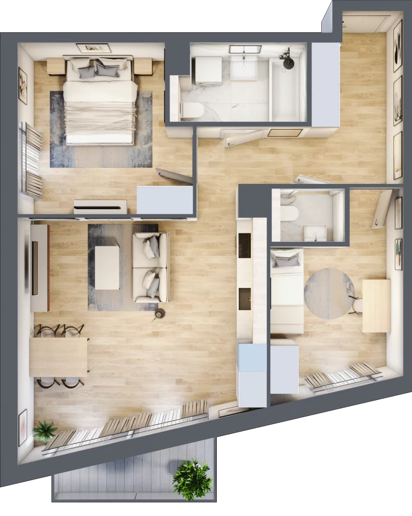 3 pokoje, mieszkanie 64,53 m², piętro 2, oferta nr BI.2.M16, Przewóz 42 ATAL II, Kraków, Podgórze, Płaszów, ul. Przewóz 42