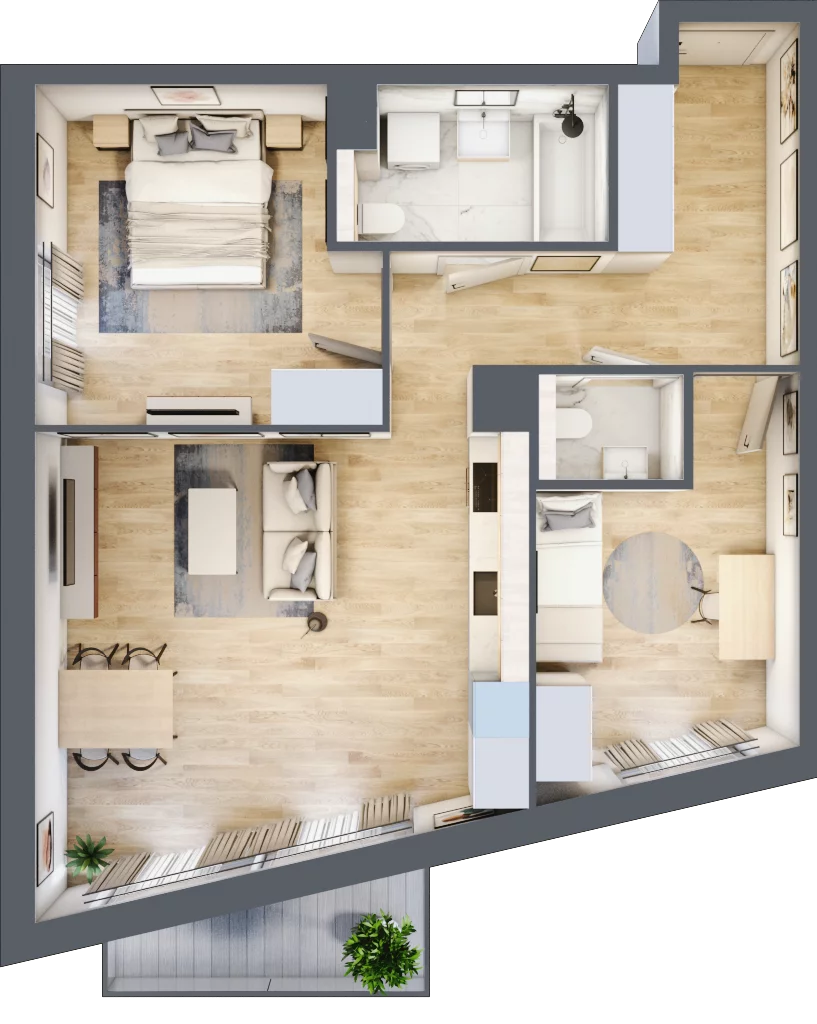 3 pokoje, mieszkanie 64,53 m², piętro 1, oferta nr BI.1.M10, Przewóz 42 ATAL II, Kraków, Podgórze, Płaszów, ul. Przewóz 42