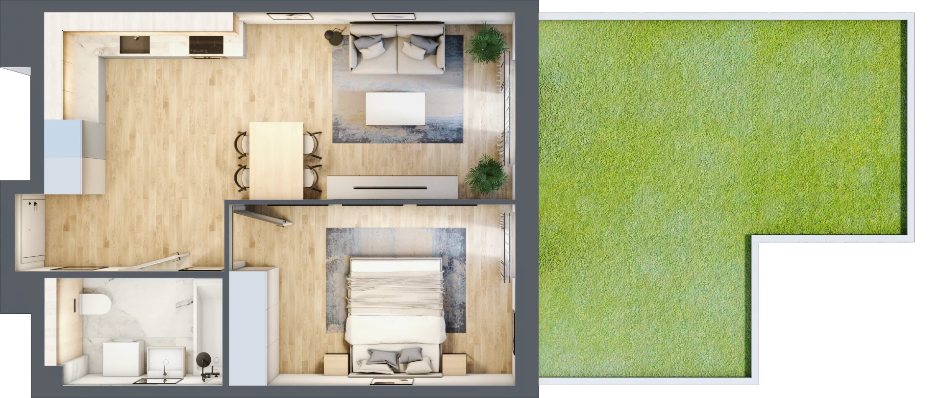 2 pokoje, mieszkanie 44,63 m², parter, oferta nr BIII.0.M82, Przewóz 42 ATAL II, Kraków, Podgórze, Płaszów, ul. Przewóz 42