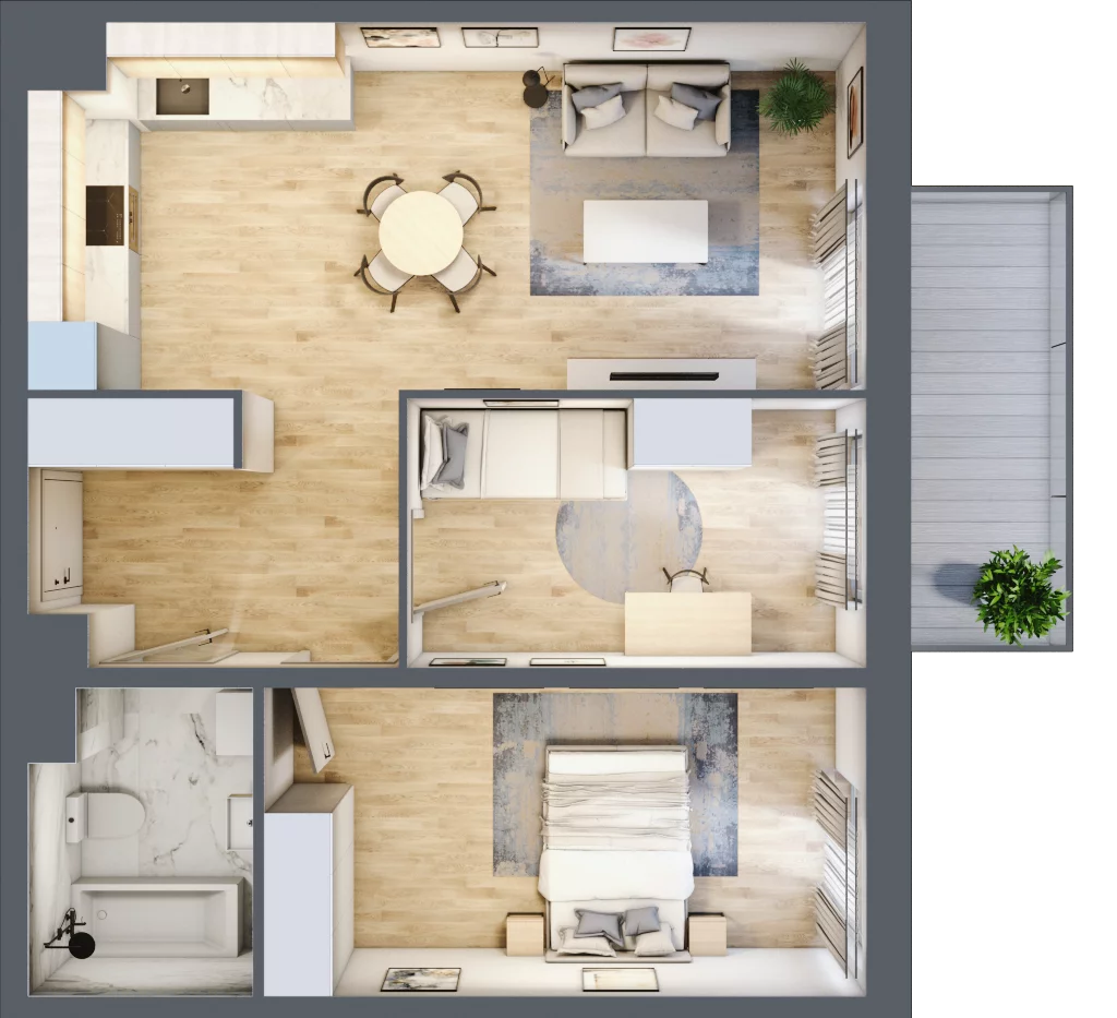 3 pokoje, mieszkanie 59,50 m², piętro 1, oferta nr B10-K3-1-2, Żerniki Na Novo III, Wrocław, Żerniki, ul. Maxa Berga