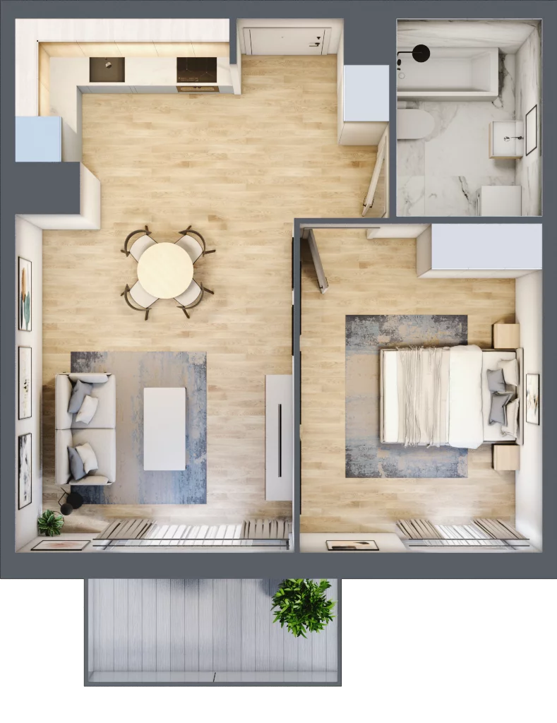 2 pokoje, mieszkanie 46,54 m², piętro 3, oferta nr B10-K2-3-2, Żerniki Na Novo III, Wrocław, Żerniki, ul. Maxa Berga