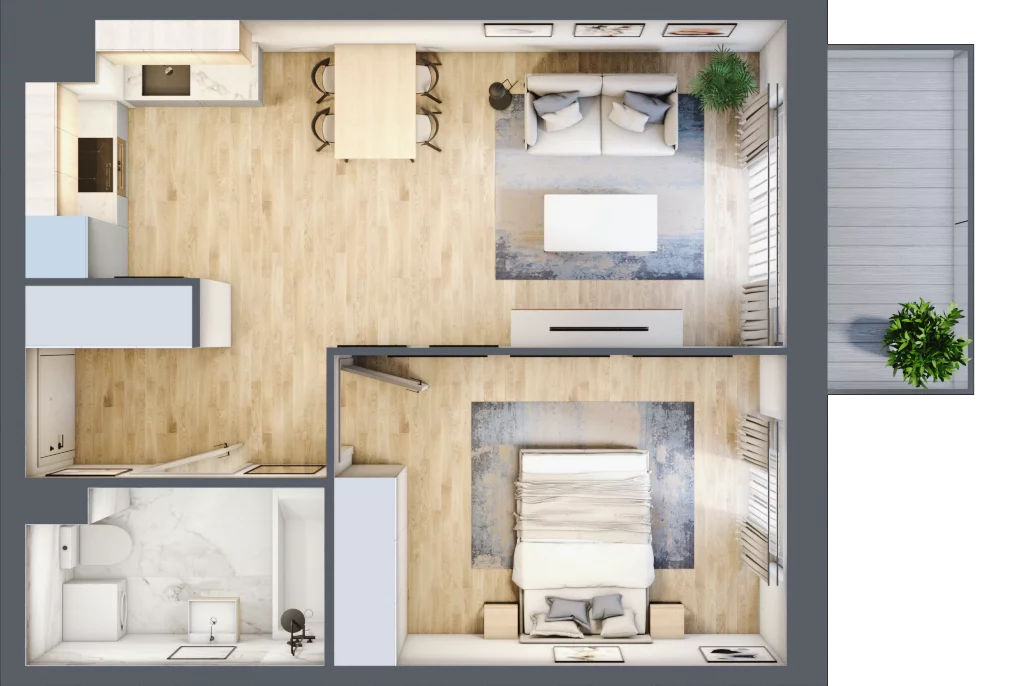 2 pokoje, mieszkanie 44,06 m², piętro 1, oferta nr B10-K3-1-3, Żerniki Na Novo III, Wrocław, Żerniki, ul. Maxa Berga