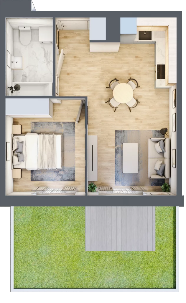 2 pokoje, mieszkanie 39,43 m², parter, oferta nr B10-K3-0-5, Żerniki Na Novo III, Wrocław, Żerniki, ul. Maxa Berga