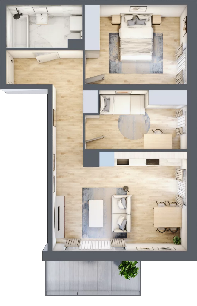 3 pokoje, mieszkanie 57,34 m², piętro 2, oferta nr B10-K3-2-4, Żerniki Na Novo III, Wrocław, Żerniki, ul. Maxa Berga