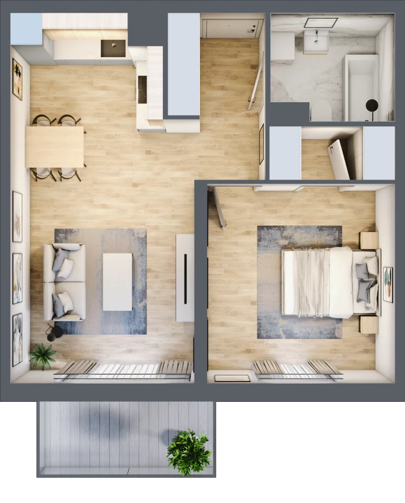 2 pokoje, mieszkanie 48,12 m², piętro 4, oferta nr B10-K1-4-2, Żerniki Na Novo III, Wrocław, Żerniki, ul. Maxa Berga