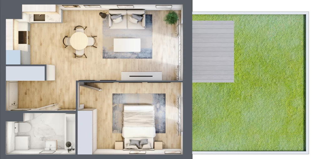 2 pokoje, mieszkanie 44,00 m², parter, oferta nr B10-K3-0-3, Żerniki Na Novo III, Wrocław, Żerniki, ul. Maxa Berga