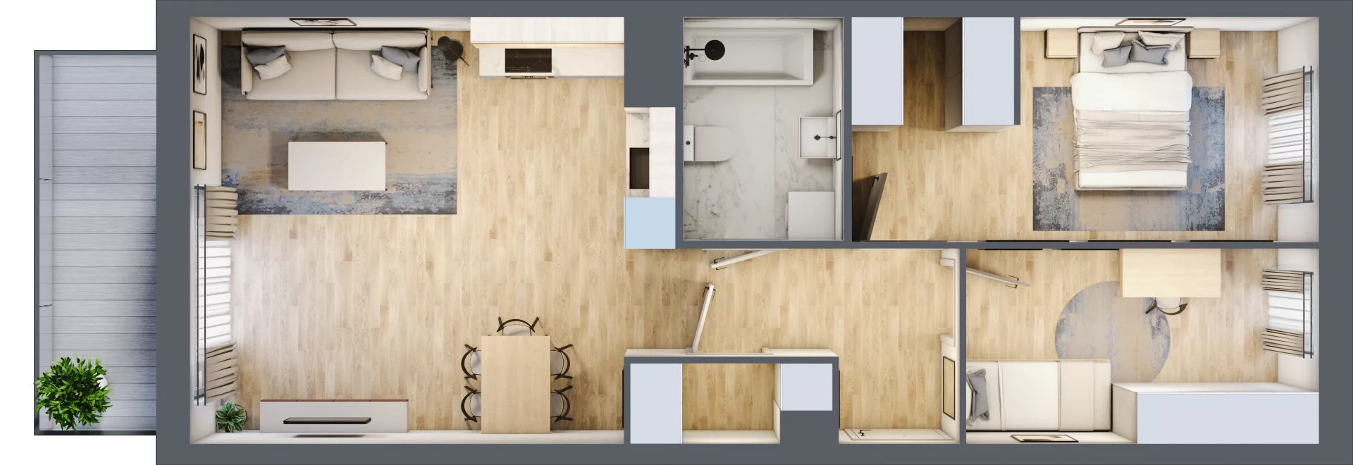 3 pokoje, mieszkanie 62,58 m², piętro 2, oferta nr B10-K2-2-1, Żerniki Na Novo III, Wrocław, Żerniki, ul. Maxa Berga