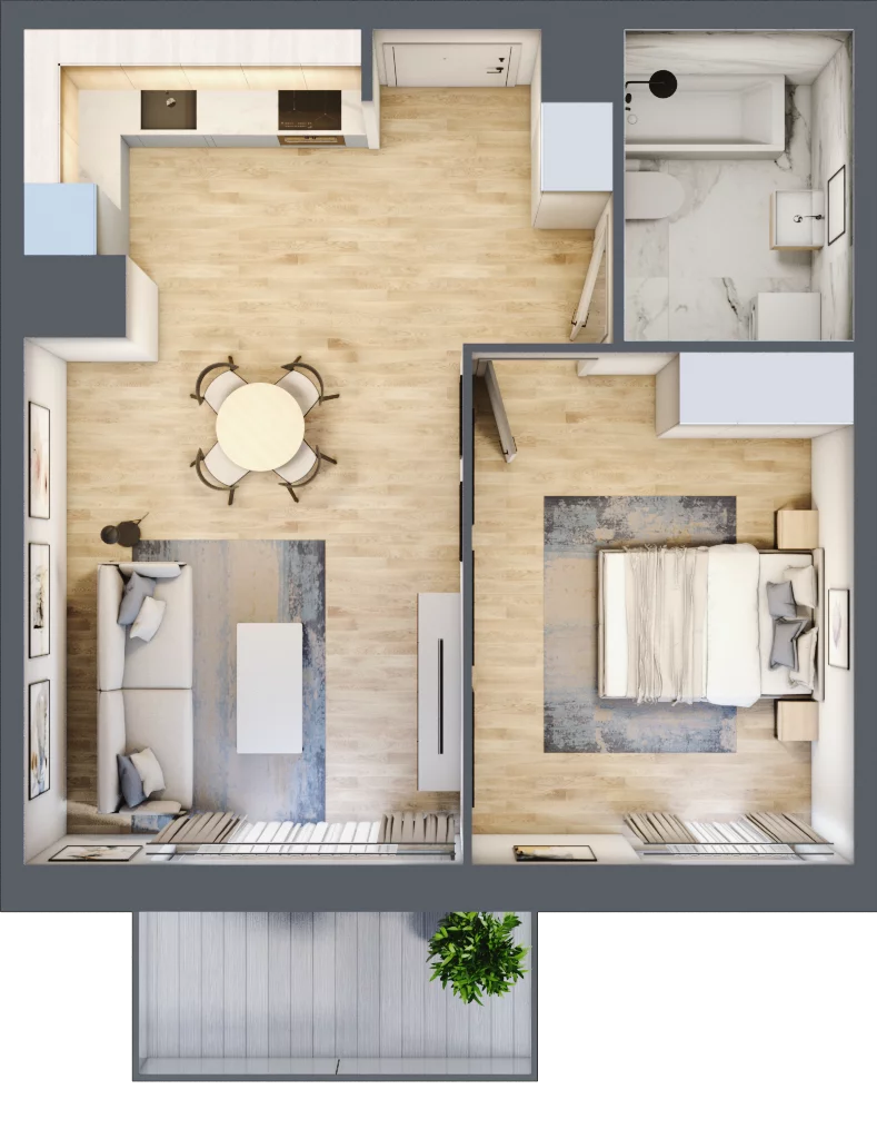 2 pokoje, mieszkanie 46,12 m², piętro 1, oferta nr B10-K2-1-2, Żerniki Na Novo III, Wrocław, Żerniki, ul. Maxa Berga