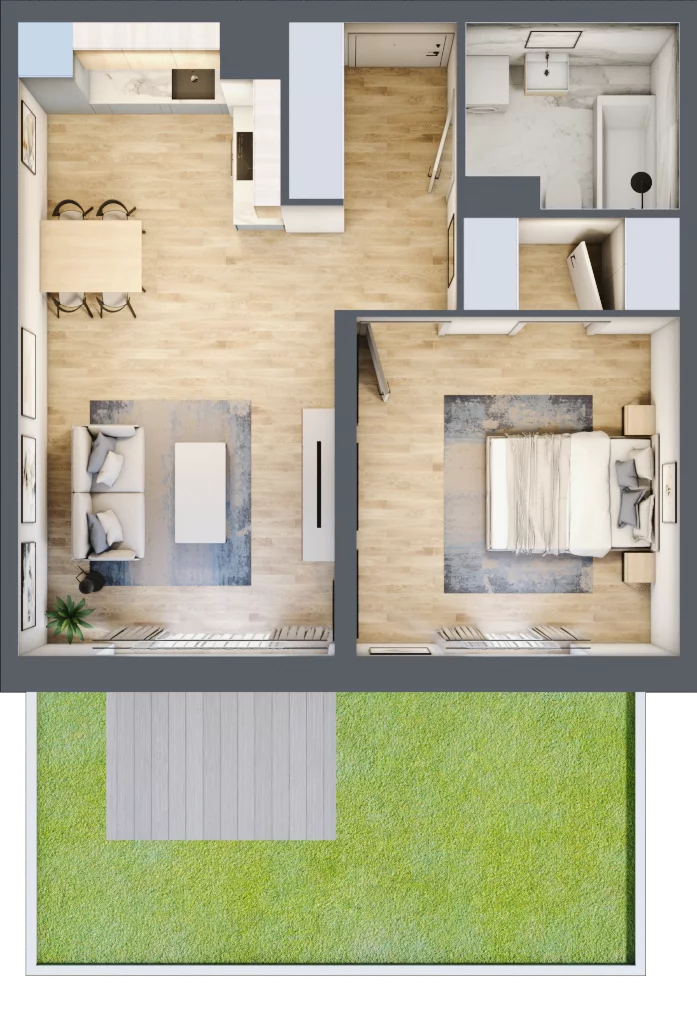 2 pokoje, mieszkanie 47,67 m², parter, oferta nr B10-K1-0-2, Żerniki Na Novo III, Wrocław, Żerniki, ul. Maxa Berga