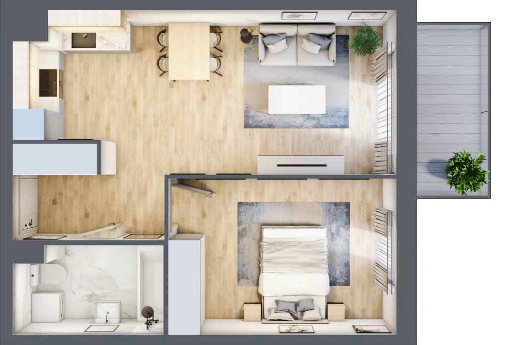 2 pokoje, mieszkanie 44,06 m², piętro 2, oferta nr B10-K3-2-3, Żerniki Na Novo III, Wrocław, Żerniki, ul. Maxa Berga