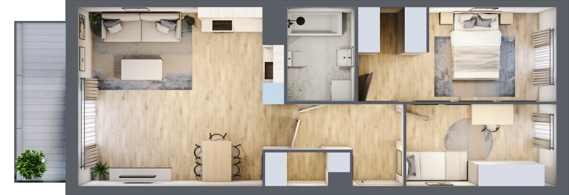 3 pokoje, mieszkanie 63,15 m², piętro 3, oferta nr B10-K2-3-1, Żerniki Na Novo III, Wrocław, Żerniki, ul. Maxa Berga