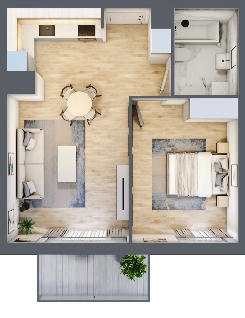 2 pokoje, mieszkanie 46,54 m², piętro 4, oferta nr B10-K2-4-2, Żerniki Na Novo III, Wrocław, Żerniki, ul. Maxa Berga