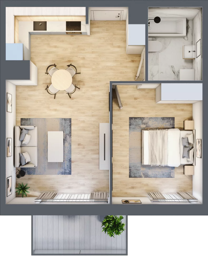 2 pokoje, mieszkanie 46,12 m², piętro 2, oferta nr B10-K2-2-2, Żerniki Na Novo III, Wrocław, Żerniki, ul. Maxa Berga