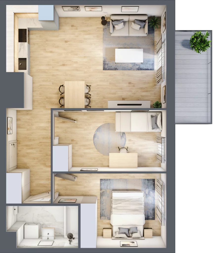 3 pokoje, mieszkanie 57,01 m², piętro 3, oferta nr B11-K1-3-2, Żerniki Na Novo III, Wrocław, Żerniki, ul. Maxa Berga