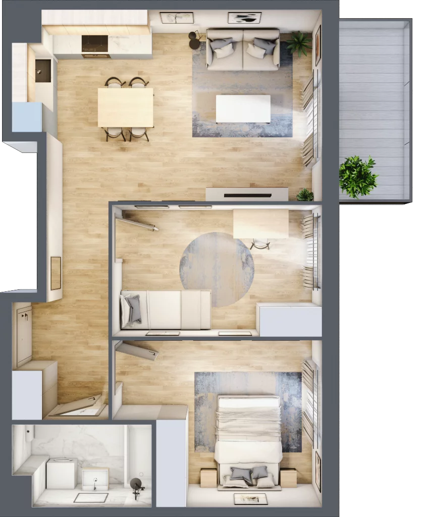 3 pokoje, mieszkanie 58,39 m², piętro 4, oferta nr B11-K1-4-3, Żerniki Na Novo III, Wrocław, Żerniki, ul. Maxa Berga