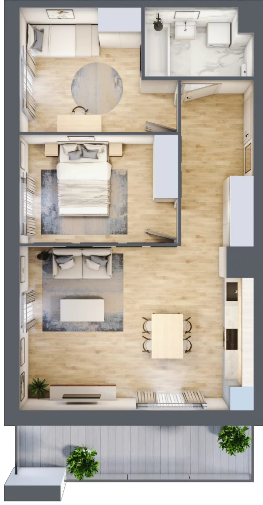 3 pokoje, mieszkanie 58,55 m², piętro 2, oferta nr B11-K1-2-5, Żerniki Na Novo III, Wrocław, Żerniki, ul. Maxa Berga