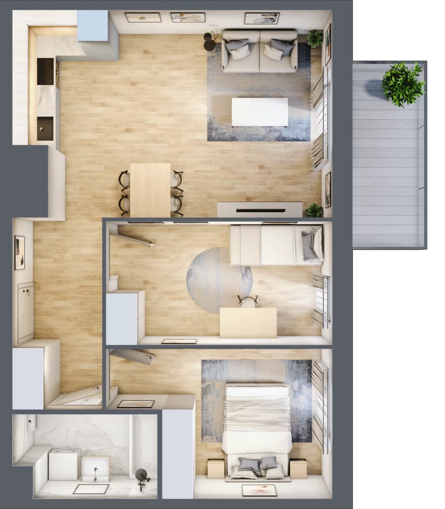 3 pokoje, mieszkanie 56,44 m², piętro 2, oferta nr B11-K1-2-2, Żerniki Na Novo III, Wrocław, Żerniki, ul. Maxa Berga
