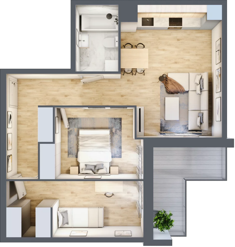 3 pokoje, mieszkanie 57,60 m², piętro 2, oferta nr B11-K2-2-4, Żerniki Na Novo III, Wrocław, Żerniki, ul. Maxa Berga