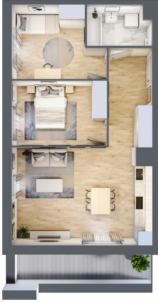 3 pokoje, mieszkanie 58,55 m², piętro 1, oferta nr B11-K1-1-5, Żerniki Na Novo III, Wrocław, Żerniki, ul. Maxa Berga