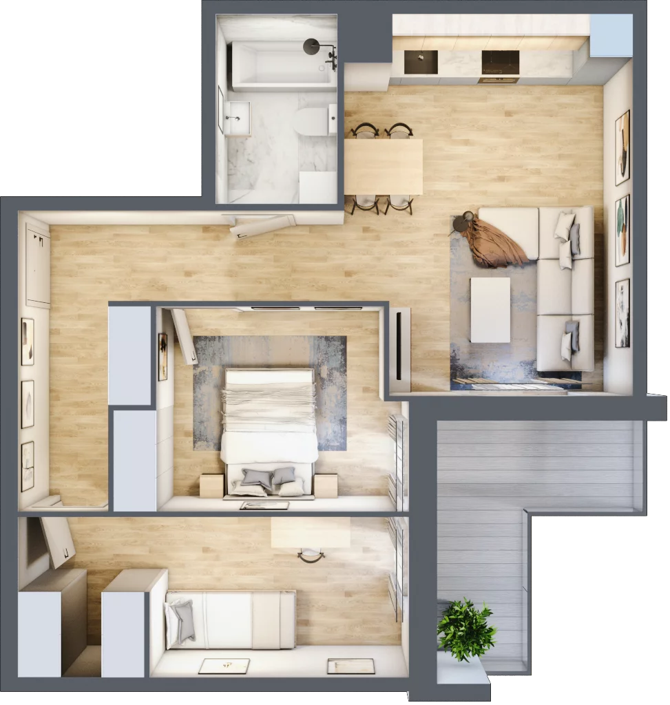 3 pokoje, mieszkanie 57,68 m², piętro 3, oferta nr B11-K2-3-4, Żerniki Na Novo III, Wrocław, Żerniki, ul. Maxa Berga