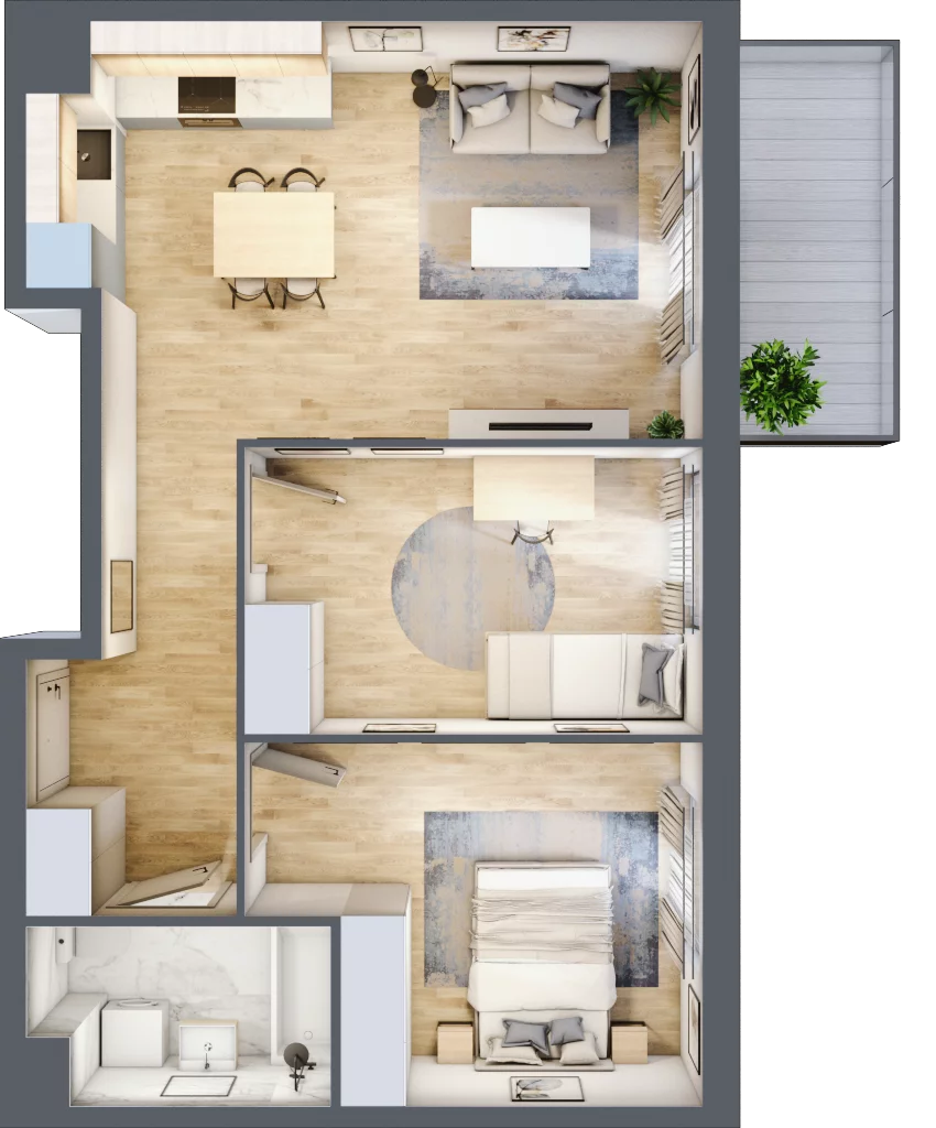 3 pokoje, mieszkanie 58,25 m², piętro 3, oferta nr B11-K1-3-3, Żerniki Na Novo III, Wrocław, Żerniki, ul. Maxa Berga