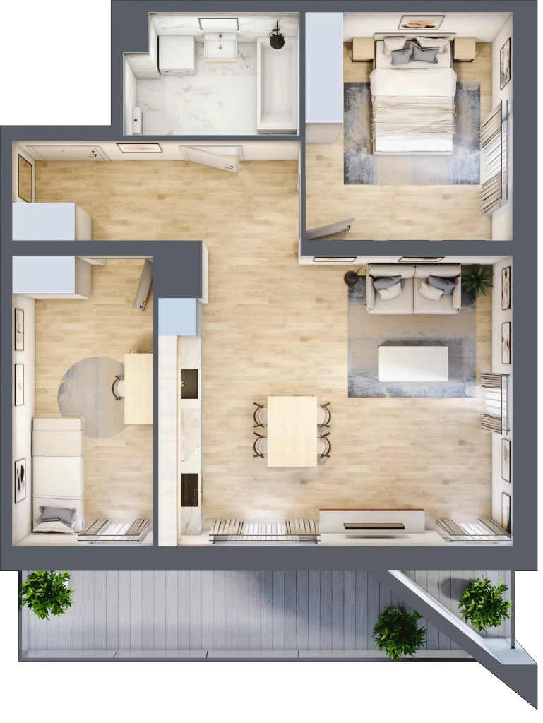 3 pokoje, mieszkanie 60,96 m², piętro 2, oferta nr B11-K1-2-4, Żerniki Na Novo III, Wrocław, Żerniki, ul. Maxa Berga