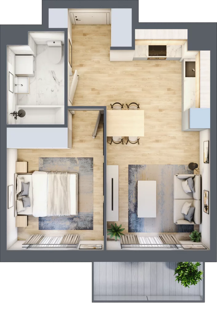 2 pokoje, mieszkanie 38,31 m², piętro 4, oferta nr B12-K1-4-3, Żerniki Na Novo III, Wrocław, Żerniki, ul. Maxa Berga