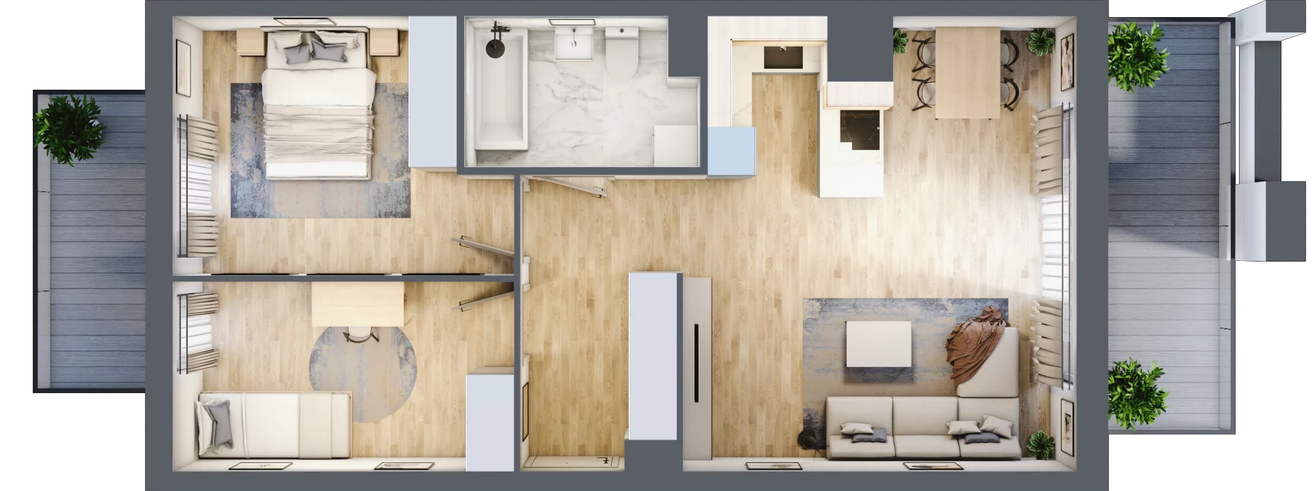 3 pokoje, mieszkanie 60,87 m², piętro 4, oferta nr B12-K3-4-1, Żerniki Na Novo III, Wrocław, Żerniki, ul. Maxa Berga