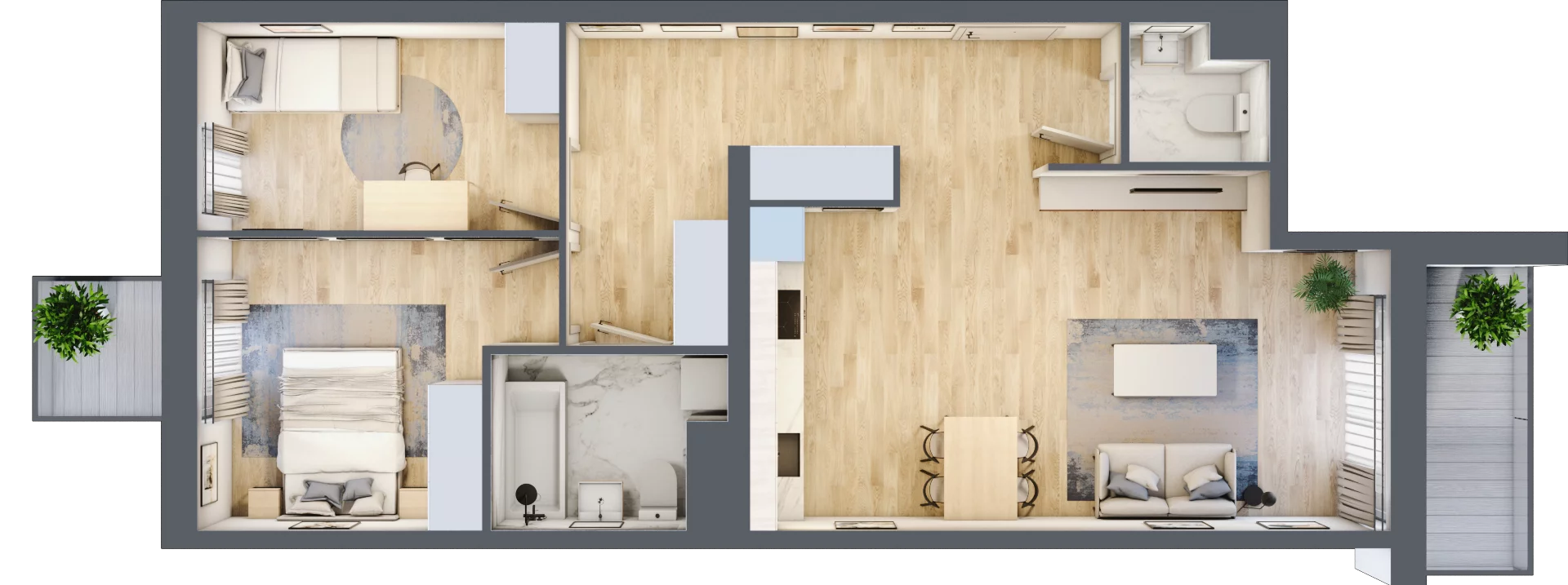 3 pokoje, mieszkanie 66,61 m², piętro 2, oferta nr B12-K2-2-1, Żerniki Na Novo III, Wrocław, Żerniki, ul. Maxa Berga