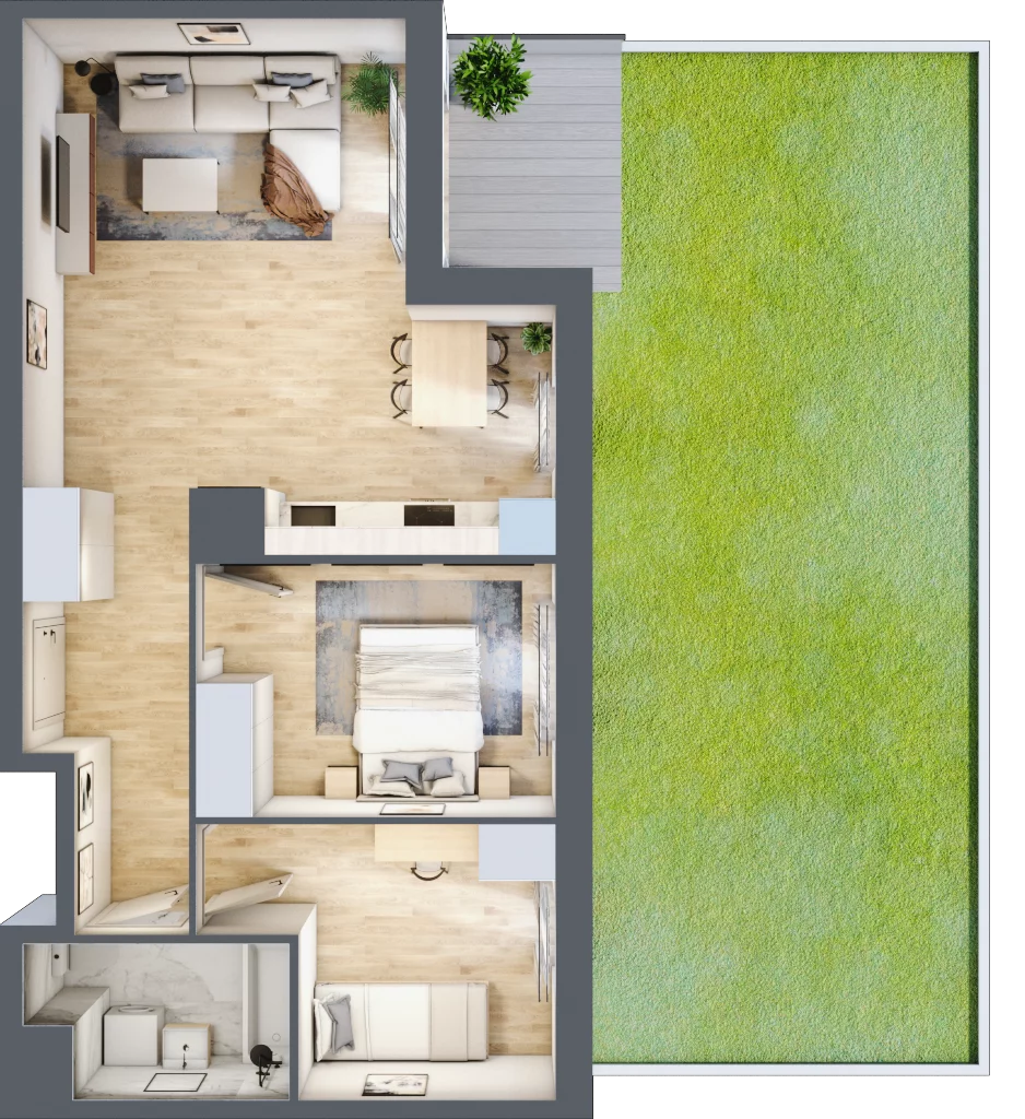 3 pokoje, mieszkanie 56,35 m², parter, oferta nr B12-K3-0-2, Żerniki Na Novo III, Wrocław, Żerniki, ul. Maxa Berga