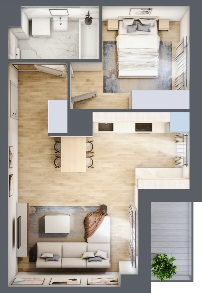 2 pokoje, mieszkanie 42,19 m², piętro 1, oferta nr B12-K2-1-3, Żerniki Na Novo III, Wrocław, Żerniki, ul. Maxa Berga