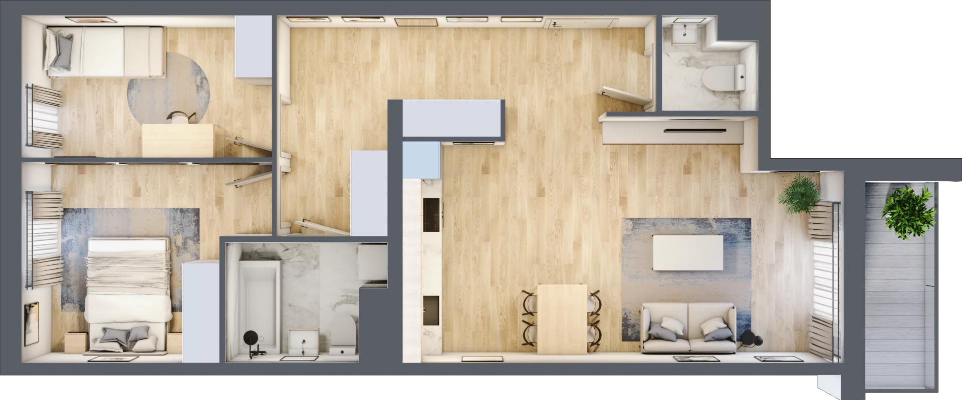 3 pokoje, mieszkanie 67,09 m², piętro 3, oferta nr B12-K2-3-1, Żerniki Na Novo III, Wrocław, Żerniki, ul. Maxa Berga